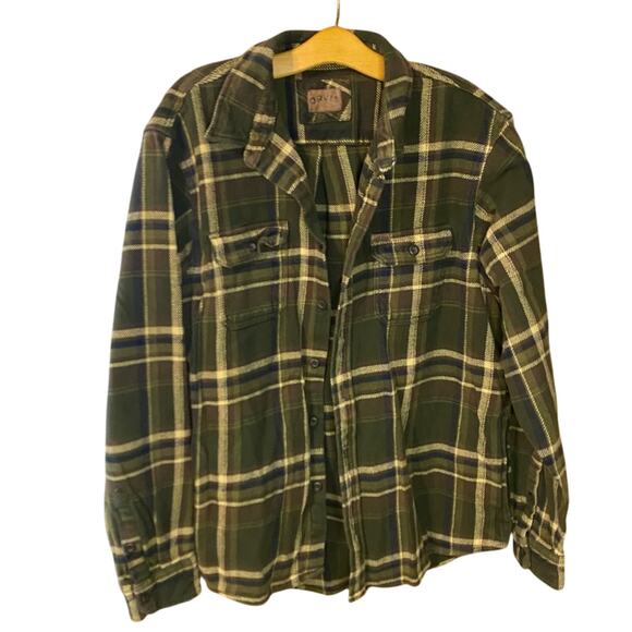 Mens Orvis Green Flannel Plaid jacket Shirt shacket XL grandpa gorpcore cotton - Picture 1 of 11